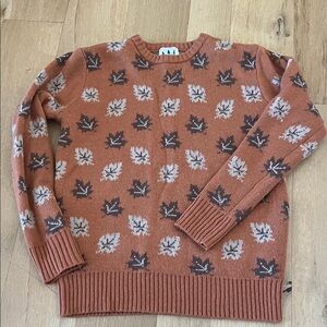 Kiel James Patrick Rust Leaf Pattern Crewneck Sweater fall